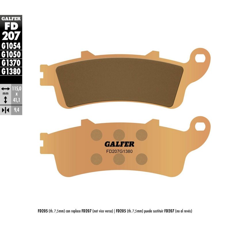 FD207G1380 - Galfer HH Sintered Scooter Brake Pads For Honda CB 1100 SF 2000-2003 - Rear
