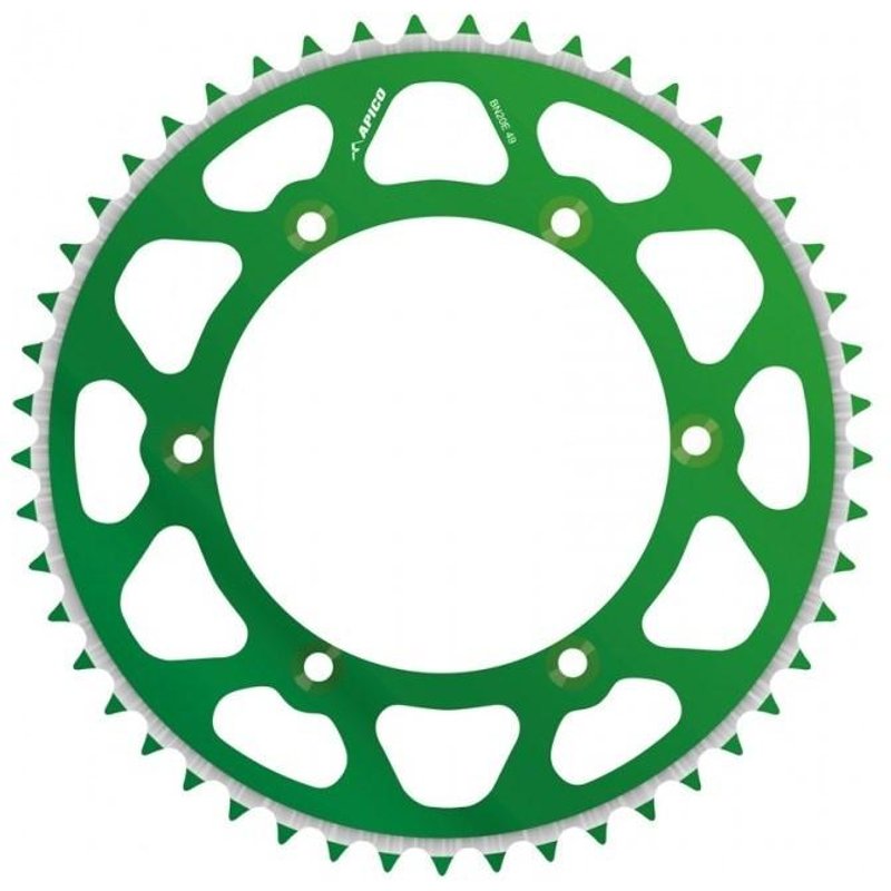 Apico Evolite Rear Sprocket - Kawasaki KX 125/250 1980-2008, KXF 250/450 2004-23 - Green/ 49T