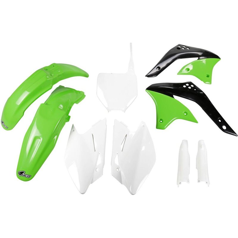 KAKIT205F@999 - UFO Replacement Plastics Kit For Kawasaki KXF450 2006 - Black/Green/White