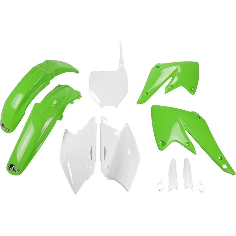 KAKIT203F@999 - UFO Replacement Plastics Kit For Kawasaki KXF250 2004-2005 - Green/OEM/White