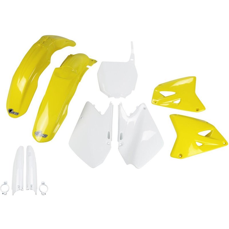 SUKIT402F@999 - UFO Replacement Plastics Kit For Suzuki RM 125 2001-2012 - OEM/White/Yellow