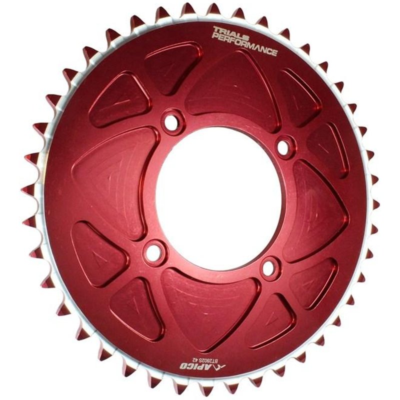 Apico Solid Rear Sprocket - Gas Gas 2000-22, Montesa 4RT 2005-22, Sherco Trials 2002-22 - Red/44T