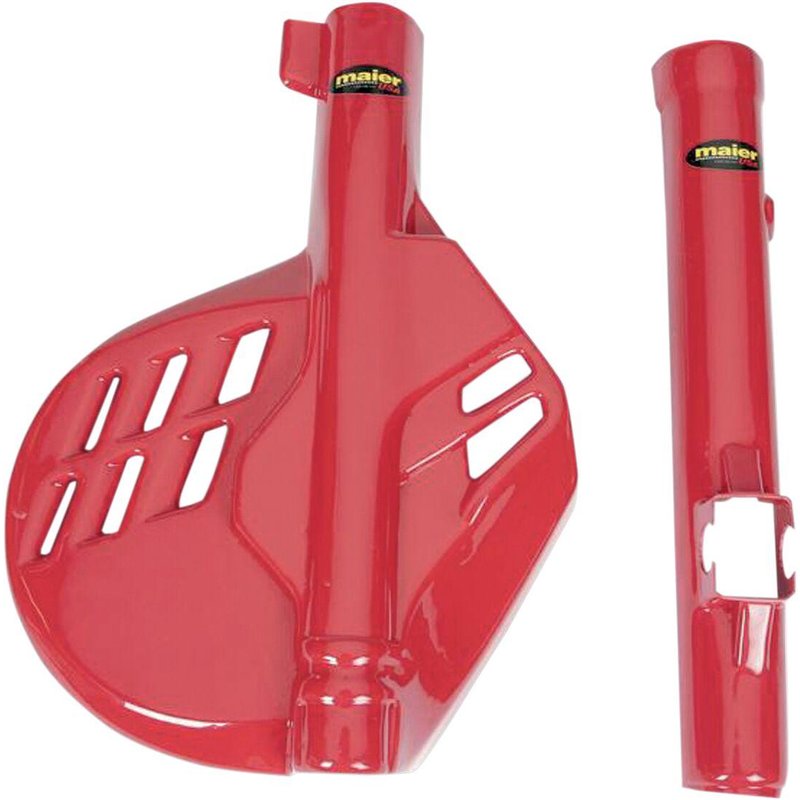 596202 - M59620R - Maier Fork & Disc Guard Set - Honda CR 125/250/500 1984-89, XR600 1995-2000 - Dark Red