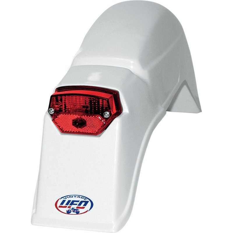 ME08034W - UFO Vintage Uni Rear Fender With Taillight - KTM/ Cagiva 1980-83 - White