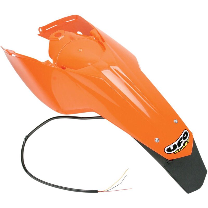 KT03097#127 - UFO Enduro Rear Fender & Side Panel Unit With LED Light - KTM EXC 2008-11 - Orange