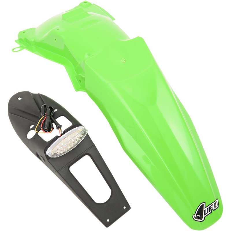 KA03791#026 - UFO Enduro Rear Fender With Tail Light - Kawasaki KLX450R 2008-18 - Green