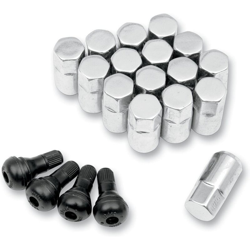 SP300MO206 - Moose Racing ATV/UTV Wheel Lugnuts For Kawasaki KAF 620 2X4 2001-2008 16 Pack - Chrome/Silver