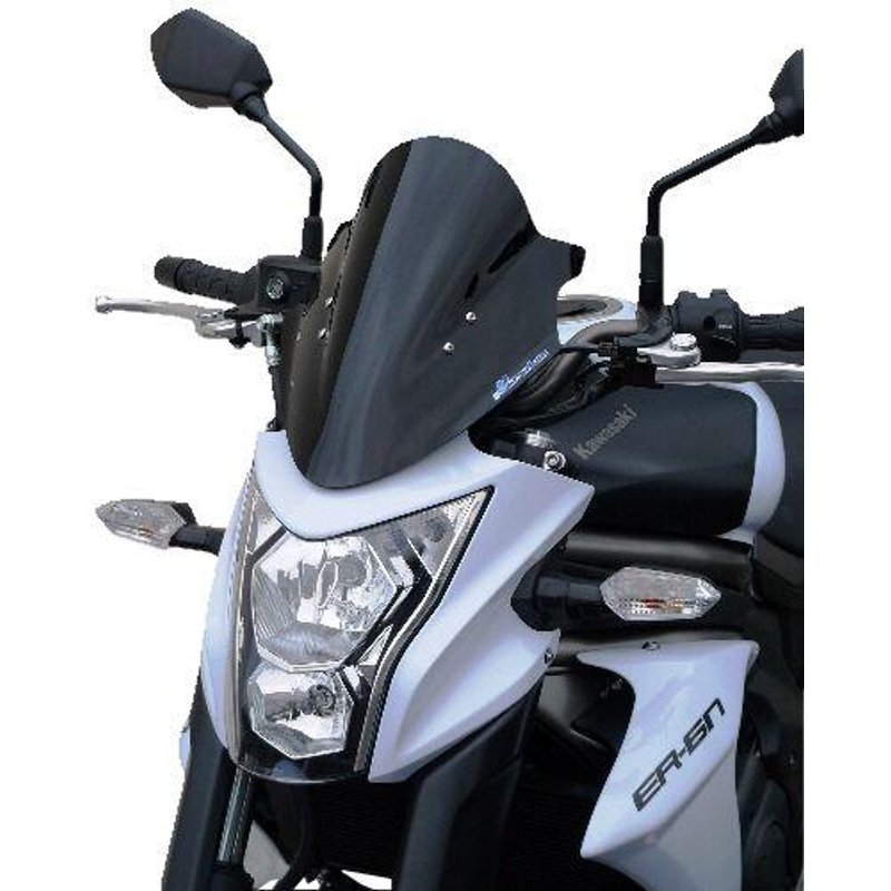 BK118SVFN - Bullster Windshield/Windscreen For Kawasaki ER-6N 650 2012-2016 31 cm (12-1/4") - Black Smoke