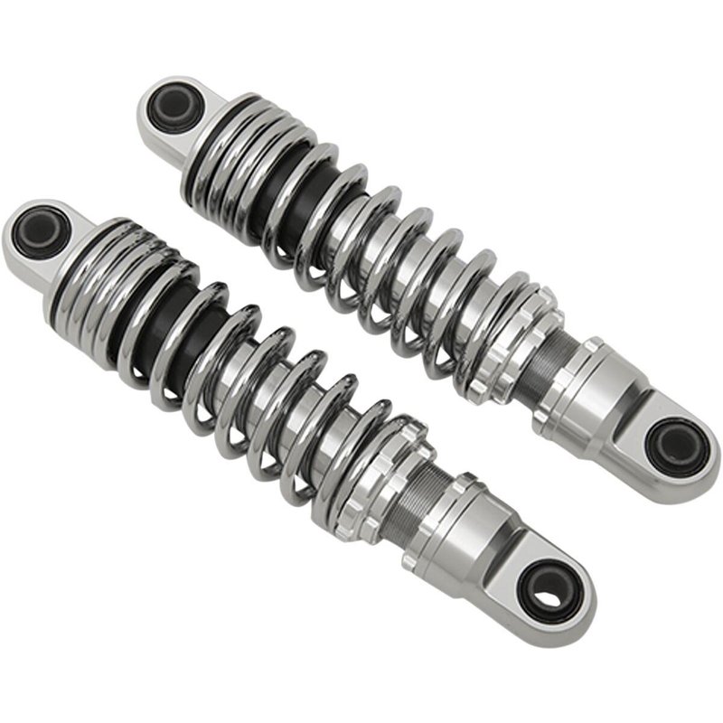 C16-0155A - Drag Specialties Premium Ride-Height Adjustable Shocks For Harley Davidson FXD 1340 1995-1998 Rear 279.40 mm (11.00") - Black/Chrome