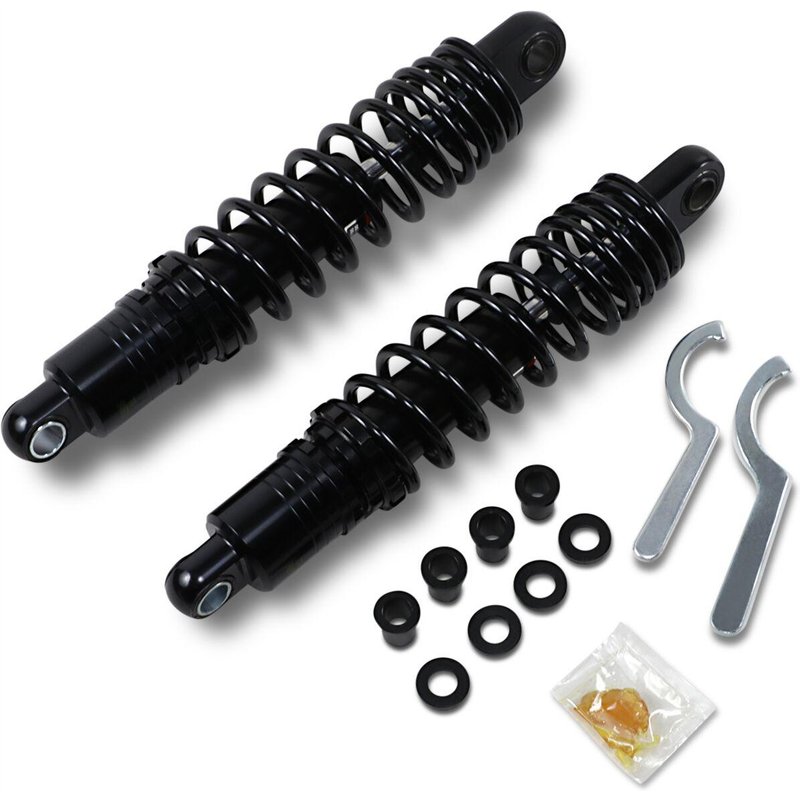 C16-0167NUAB - Drag Specialties Premium Ride-Height Adjustable Shocks For Harley Davidson FXLR1340 1987-1994 Rear 318.00 mm (12.50") - Black