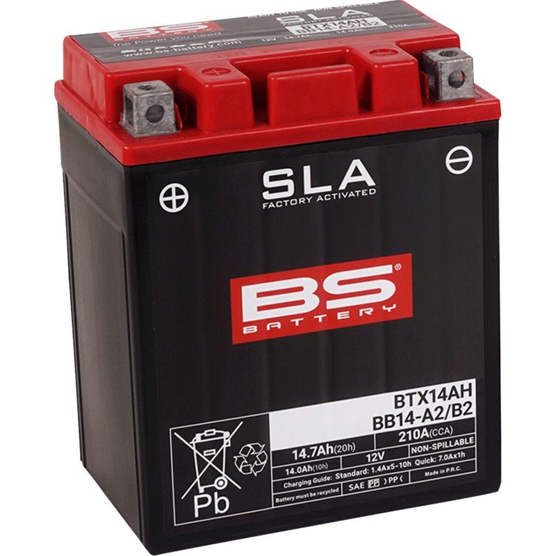 300758 - BS Battery SLA AGM Battery For Arctic Cat Textron 366 4X4 - Black