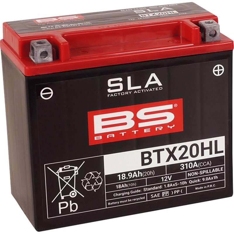 300689 - BS Battery SLA AGM Battery For Honda ARX 1200 N2 2004-2007 - Black