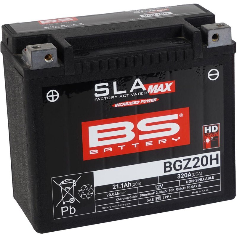 300938 - BS Battery SLA Max AGM Battery For Arctic Cat Textron 700 4X4 - Black