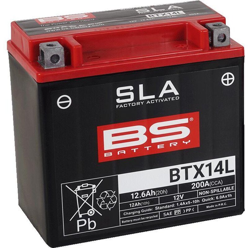 300760 - BS Battery SLA AGM Battery For Buell 1125 CR 2008-2009 - Black