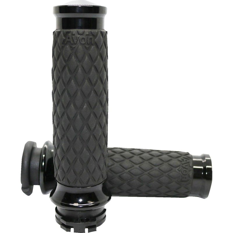 DIA-65-ANO - Avon Grips Contour Grips For Harley Davidson FLDE 1750 2018-2019 Diamond No Flange - Black