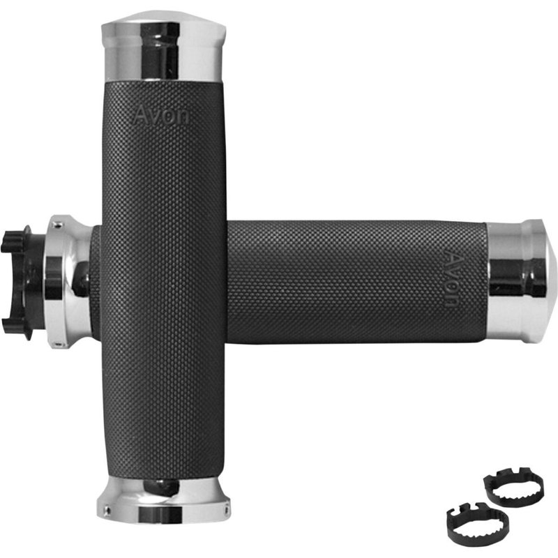 MT-CC-85-CH - Avon Grips Custom Contour Grips For Victory Boardwalk 106 2013-2014 - Black/Chrome