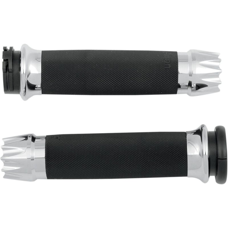 CC-85-CH-EX - Avon Grips Excalibur Custom Grips For Harley Davidson FLD 1690 2012-2013 - Black/Chrome