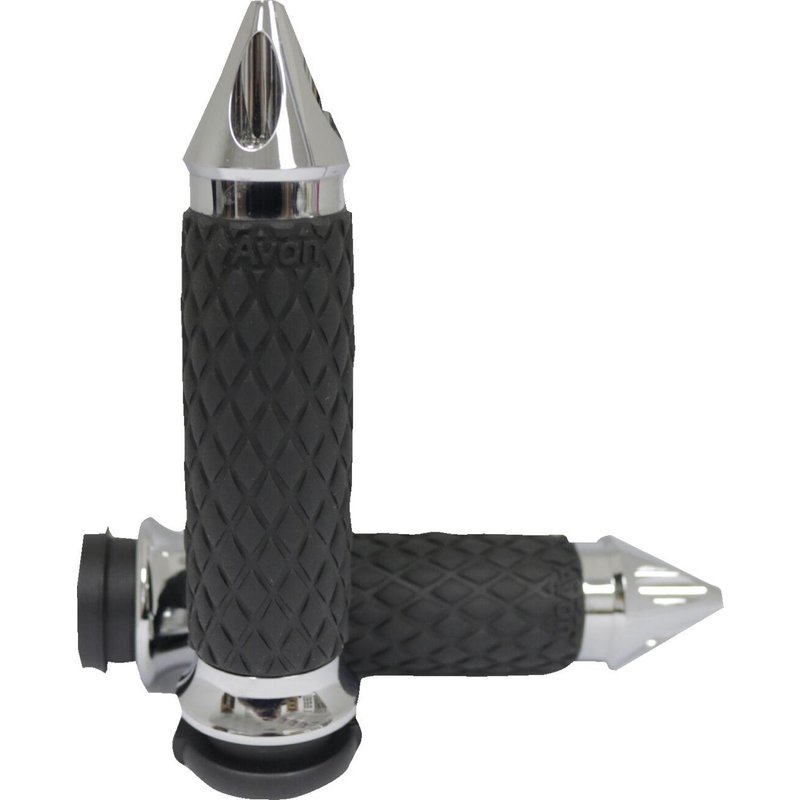 DIA-60-CH-SPIKE - Avon Grips Contour Grips For Harley Davidson FLDE 1750 2018-2020 Diamond Spiked - Black/Chrome