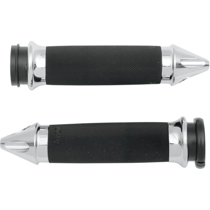 CC-85-CH-SPK-FL - Avon Grips Custom Spike End Grips For Harley Davidson FLDE 1750 2018-2020 - Black/Chrome