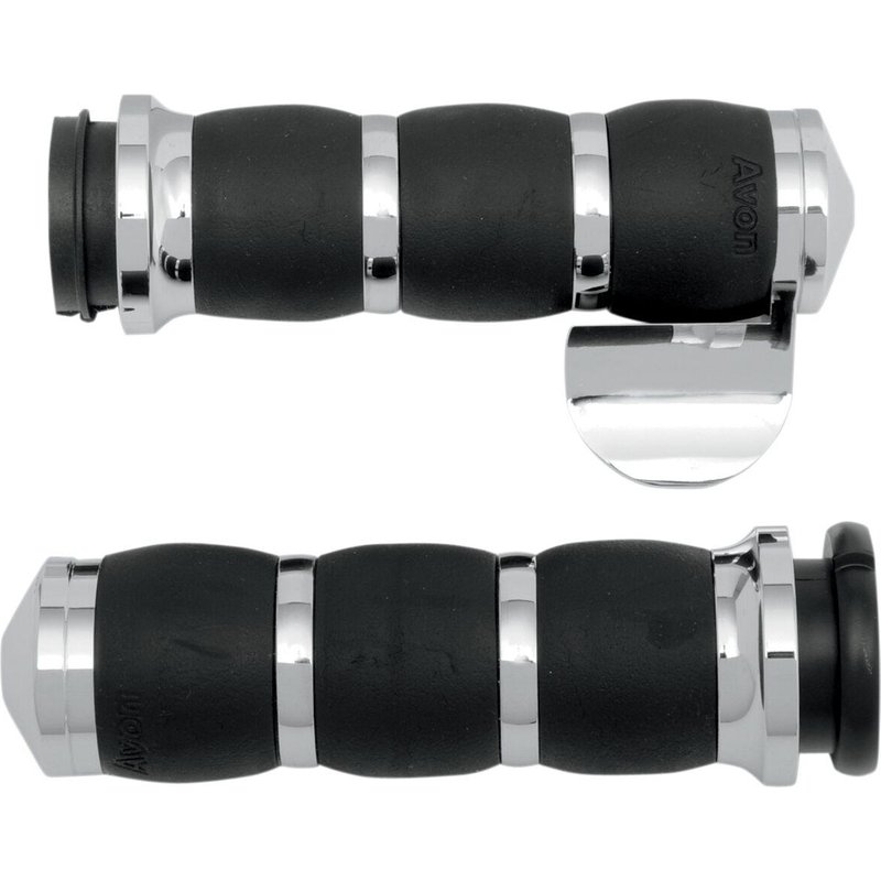 AIR-93-BOSS - Avon Grips 3-Ring Velvet Air Grips With Throttle Boss For Harley Davidson FLD 1690 2012-2013 - Black/Chrome