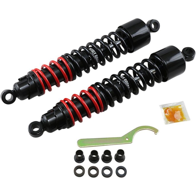 B28-1250 - Burly Stiletto Shocks For Harley Davidson XL 1200 C 1996-2003 Rear 381.00 mm (15.00") - Black/Red