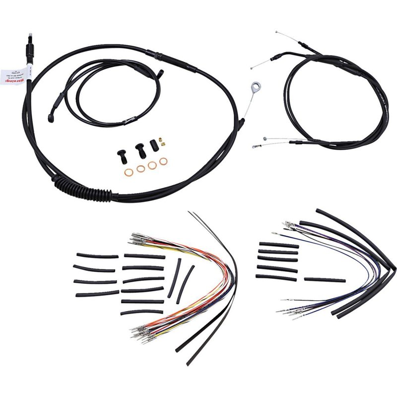 B30-1033 - Burly Cable/Line Kit for Ape Hanger Handlebars For Harley Davidson FXD 1450 2000-2003 30.5cm (12") - Black