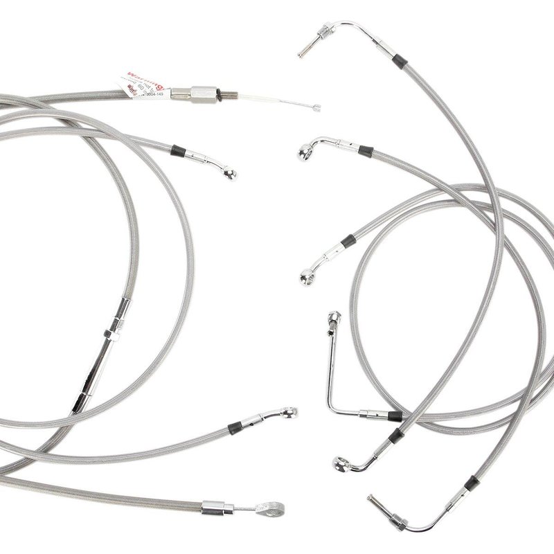 B30-1104 - Burly Handlebar Cable/Brake Hose Kit For Harley Davidson FLHT 1584 2008-2010 38cm (15") - Silver