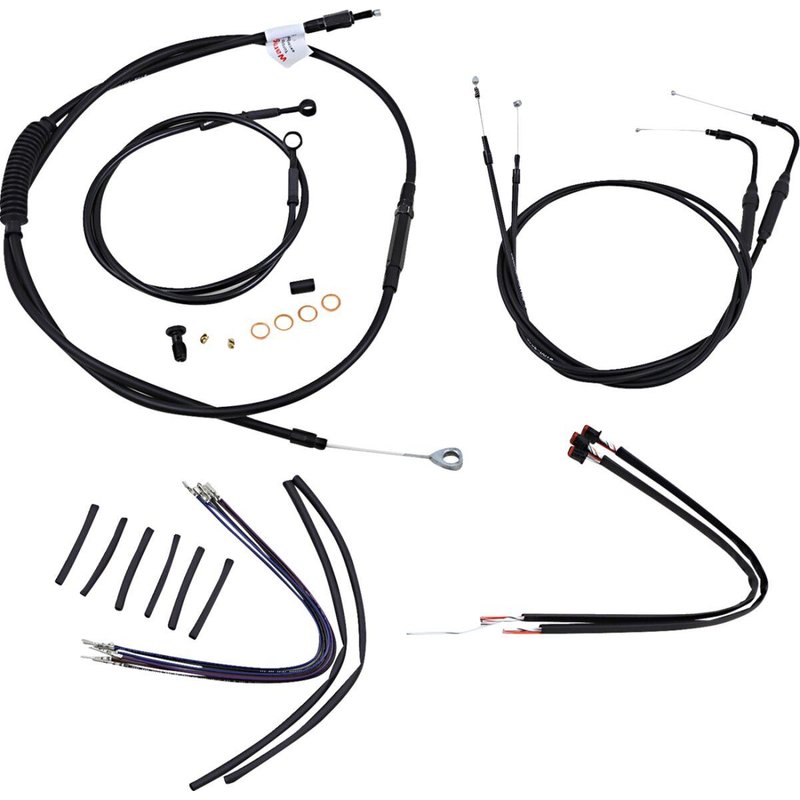 B30-1125 - Burly Cable/Line Kit for Ape Hanger Handlebars For Harley Davidson FLS 1690 2013-2014 40.5cm (16") - Black
