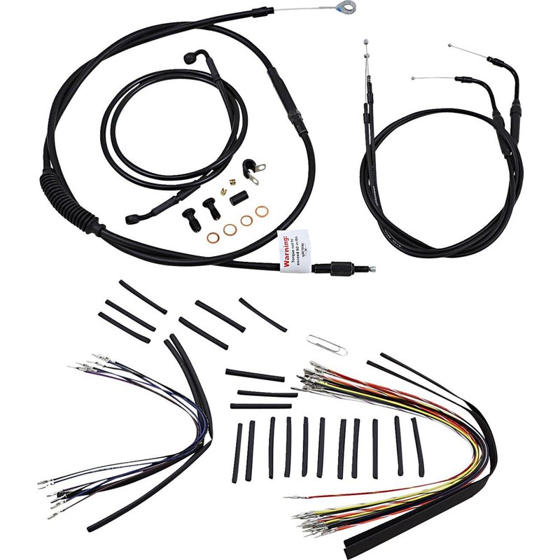 B30-1010 - Burly Cable/Line Kit for Ape Hanger Handlebars For Harley Davidson FLSTC1584 2007-2010 35.5cm (14") - Black