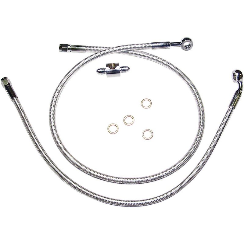 3609A - Magnum Shielding Braided Brake Hose Kit For Harley Davidson FLST 1340 1987-1990 Rear - Chrome