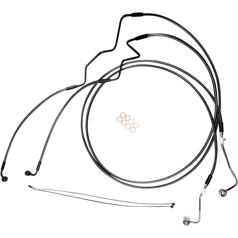 AS470164 - Magnum Shielding Designer Series Extended ABS Touring Brake Hose Kit For Harley Davidson FLH 1868 2021 +10.2 cm (4") Front/Lower - Black/Black Pearl