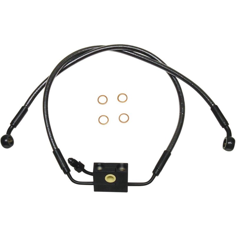 AS47019 - Magnum Shielding Designer Series Brake Hose Kit For Harley Davidson FLFB 1750 2019-2020 Front/Lower - Black/Black Pearl