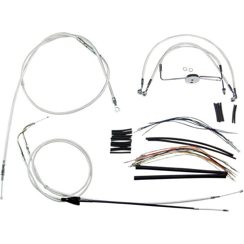 387292 - Magnum Shielding Sterling Chromite II Designer Handlebar Cable Install Kit For Harley Davidson FLHR 1584 2007 38 - 43cm (15" - 17") - Chrome/Clear-Coated