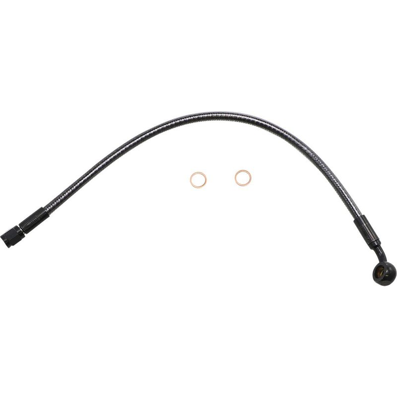 77115 - Magnum Shielding KarbonFibr Brake Hose For Harley Davidson XL 1200S 1996-2003 Front/Upper 38 cm (15") - Carbon Fiber/KARBONFIBR/Silver