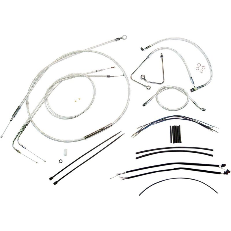 387263 - Magnum Shielding Sterling Chromite II Designer Handlebar Cable Install Kit For Harley Davidson FLS 1690 2012-2014 45.5 - 51cm (18" - 20") - Chrome/Clear-Coated