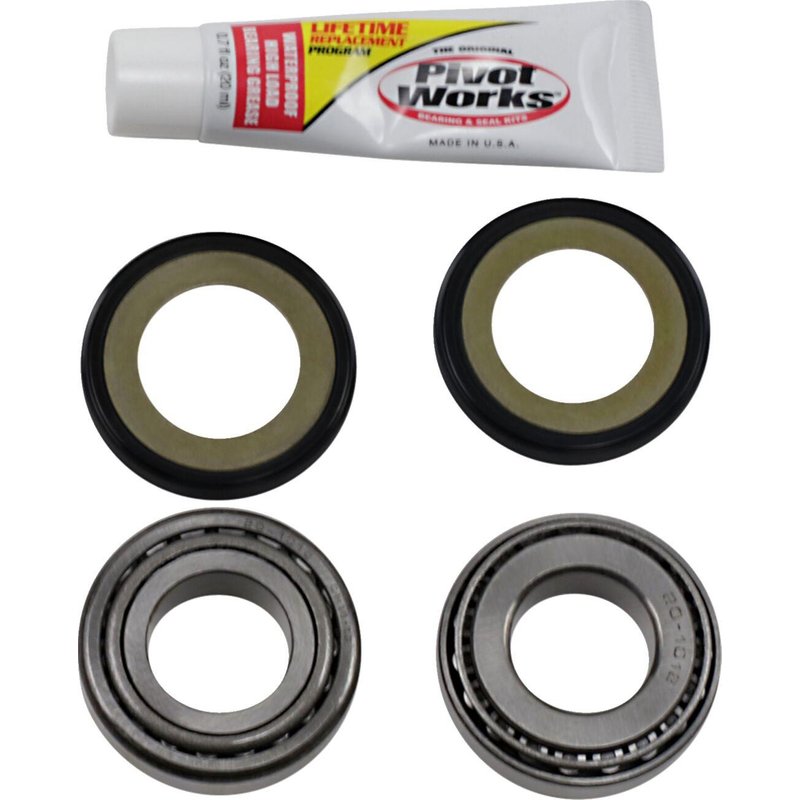 PWSSK-HD01-000 - Pivot Works Steering Stem Bearing Kit For Harley Davidson FLD 1690 2012-2013 - Black/Chrome