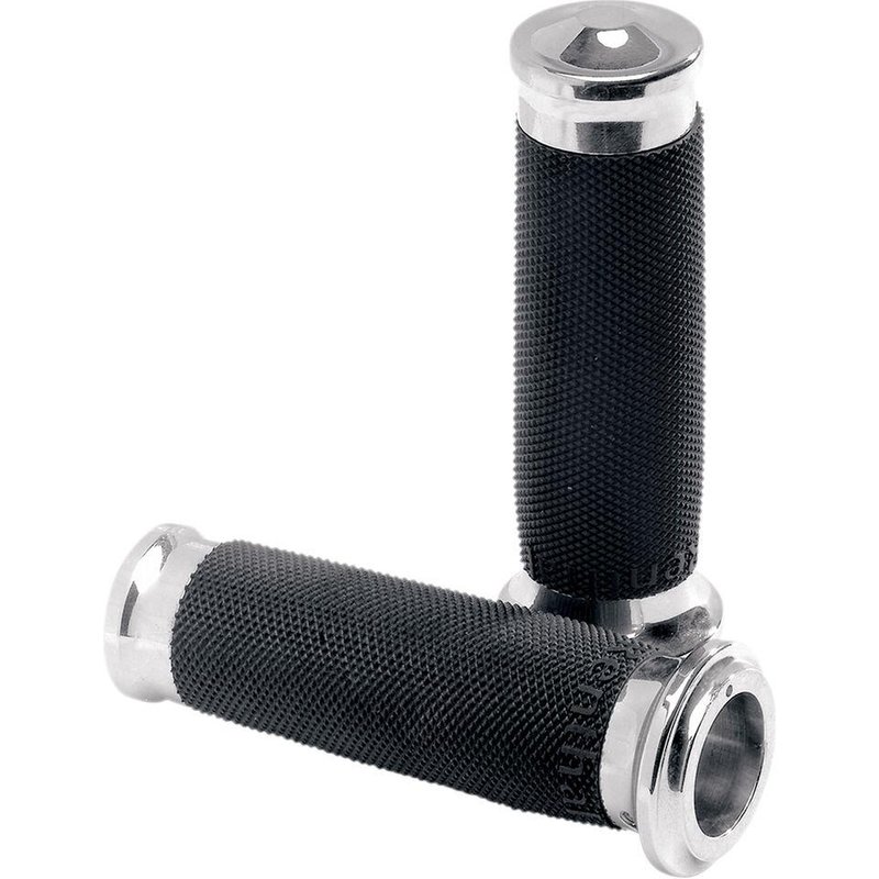 0063-2007-CH - Performance Machine Contour Renthal Wrapped Grips For Harley Davidson FLD 1690 2012-2013 - Black/Chrome