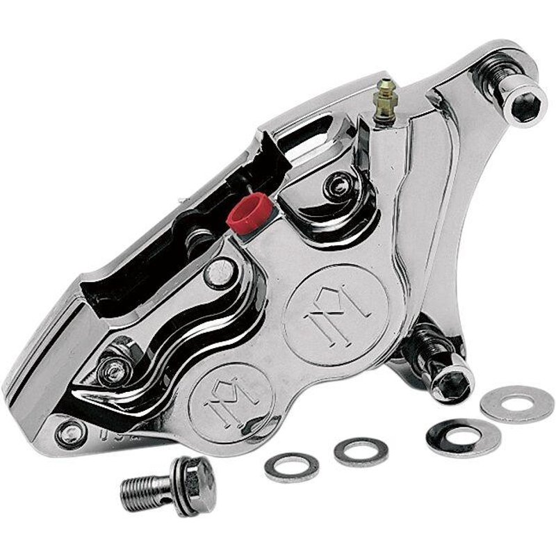 0053-2915-P - Performance Machine Four Piston Differential-Bore Caliper For Harley Davidson FLH Electra Glide Belt Drive 1984 Front Left - Polished