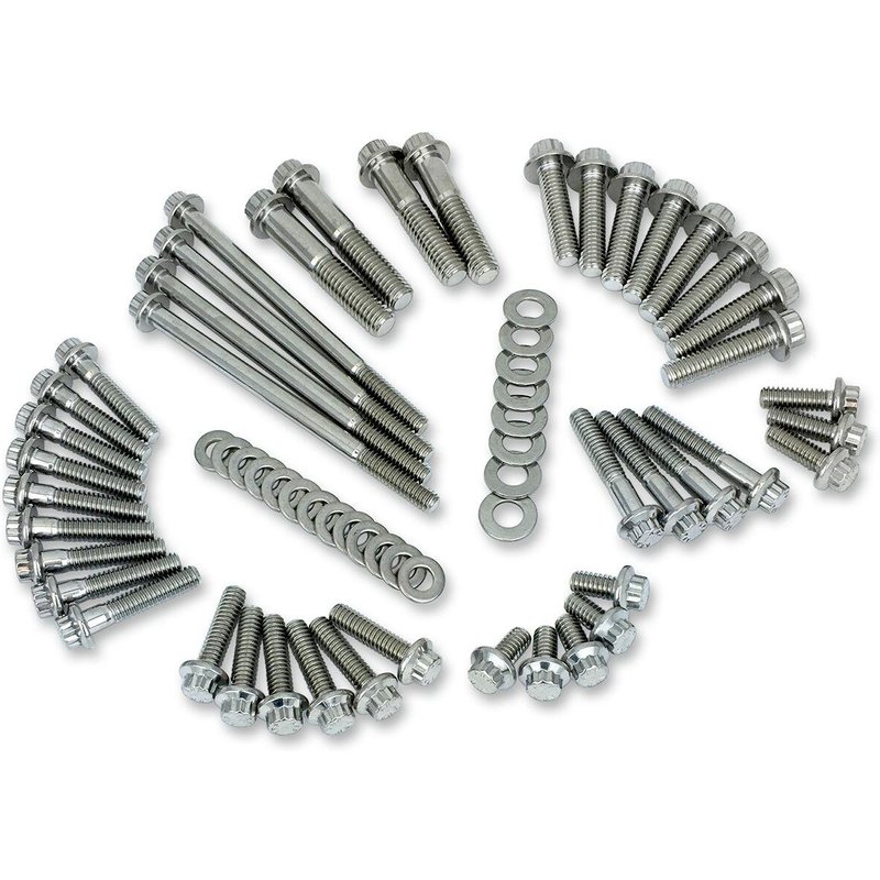 3053 - Feuling Parts 12-Point External Primary/Transmission Engine Fastener Kit For Harley Davidson FLDE 1750 2018-2020 - Silver