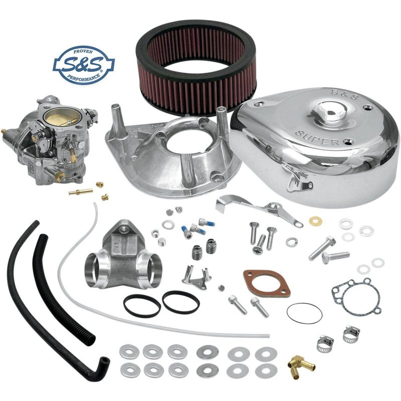 11-0408 - S&S Cycle Super E Carburettor With Manifold Kit For Harley Davidson FLHS 1340 1988-1990 - Chrome