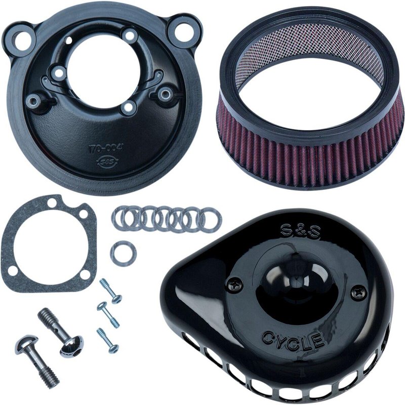 170-0440C - S&S Cycle Mini Teardrop Stealth Air Cleaner Kit For Harley Davidson XL 1200 C 2007-2020 - Black