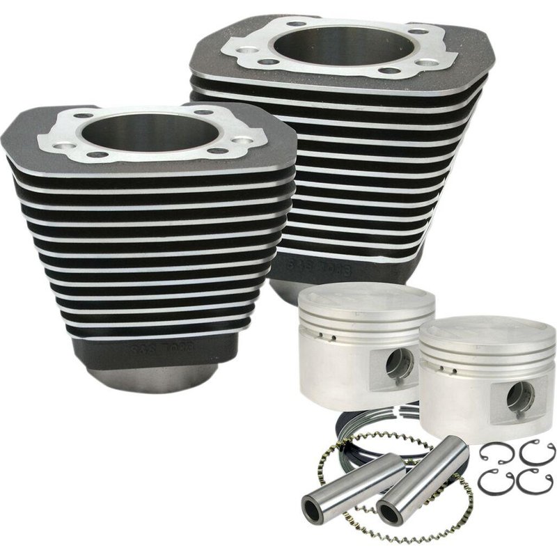910-0182 - S&S Cycle Cylinder & Piston Kit For Harley Davidson FLHR 1340 1994-1998 - Wrinkle Black
