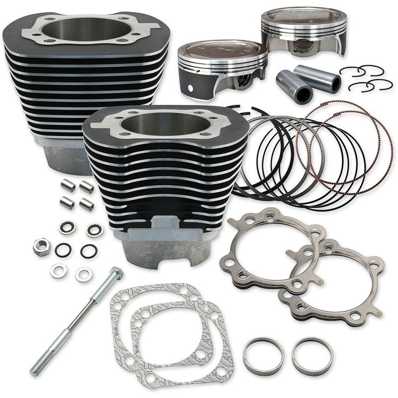 910-0324 - S&S Cycle 124" Cylinder & Piston Kit For Harley Davidson FLD 1690 2012-2013 - Black/Powder-Wrinkle Black
