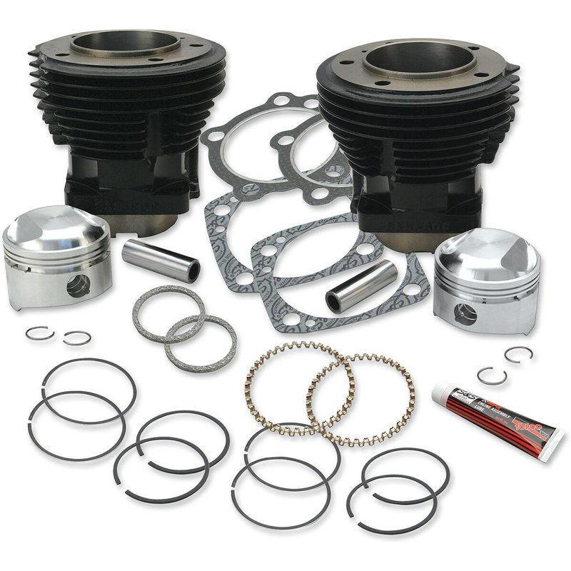 91-9024 - S&S Cycle Stock Bore 80" Cylinder & Standard Compression Piston Kit For Harley Davidson FLH 1340 1979-1984 - Powder-Coated