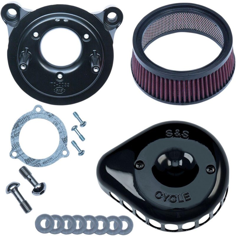 170-0438 - S&S Cycle Mini Teardrop Stealth Air Cleaner Kit For Harley Davidson FLHR 1584 2008 - Black