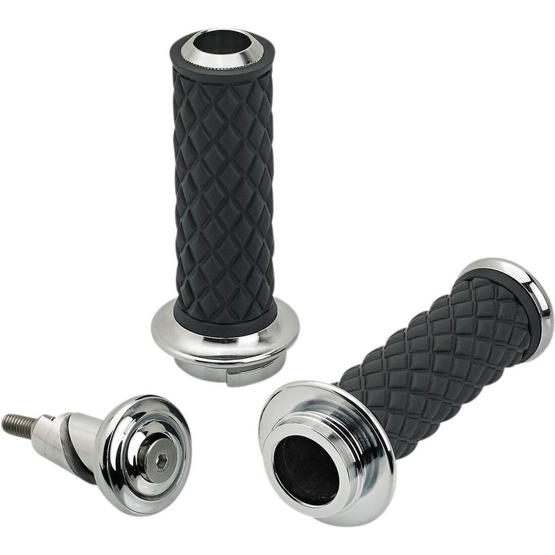 6605-105-01 - Biltwell Alumicore Grips For 25.4 mm (1") Handlebars - Black/Chrome