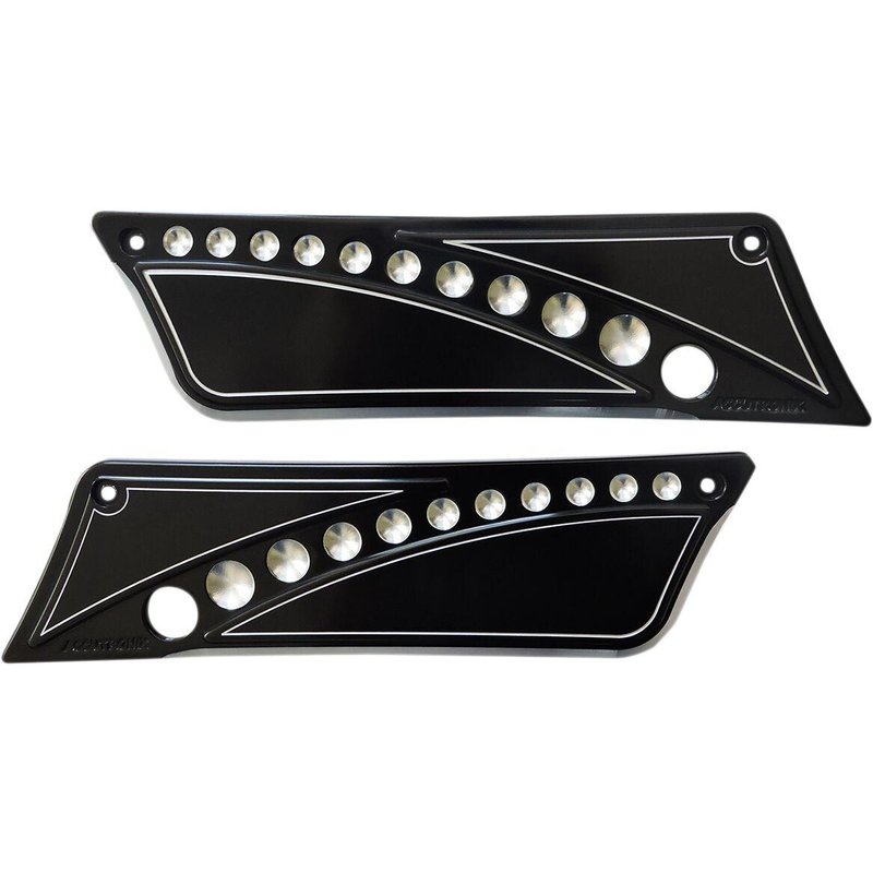 BLC9313-DN - Accutronix Drilled Saddlebag Latch Covers For Harley Davidson FLHR 1340 1994-1998 - Black
