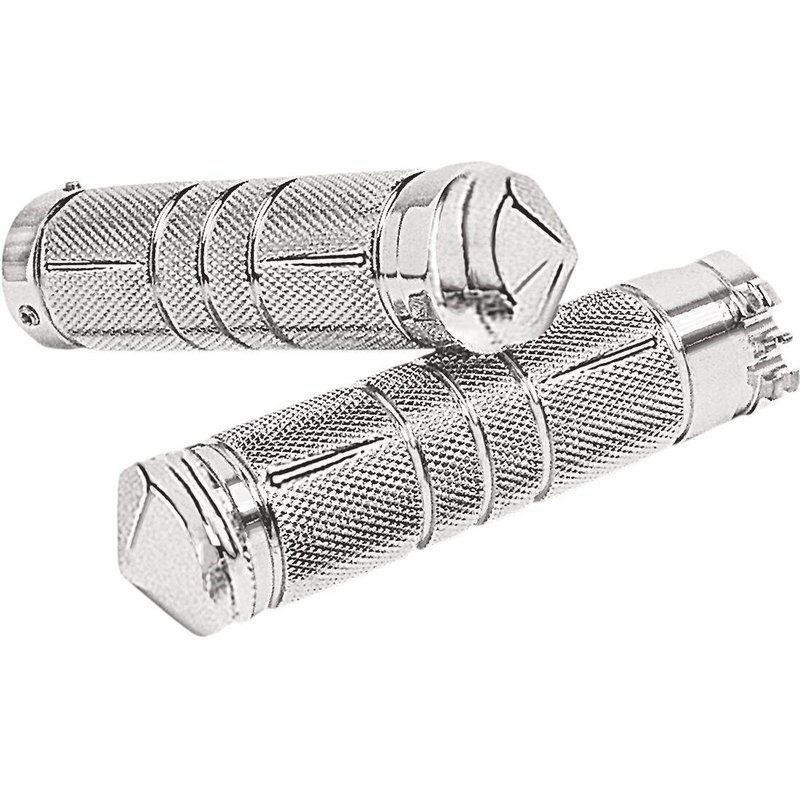 GR100-SKIC - Accutronix Knurled Diamond Custom Grips For Harley Davidson FLD 1690 2012-2013 Cable/Diamond Knurled - Chrome