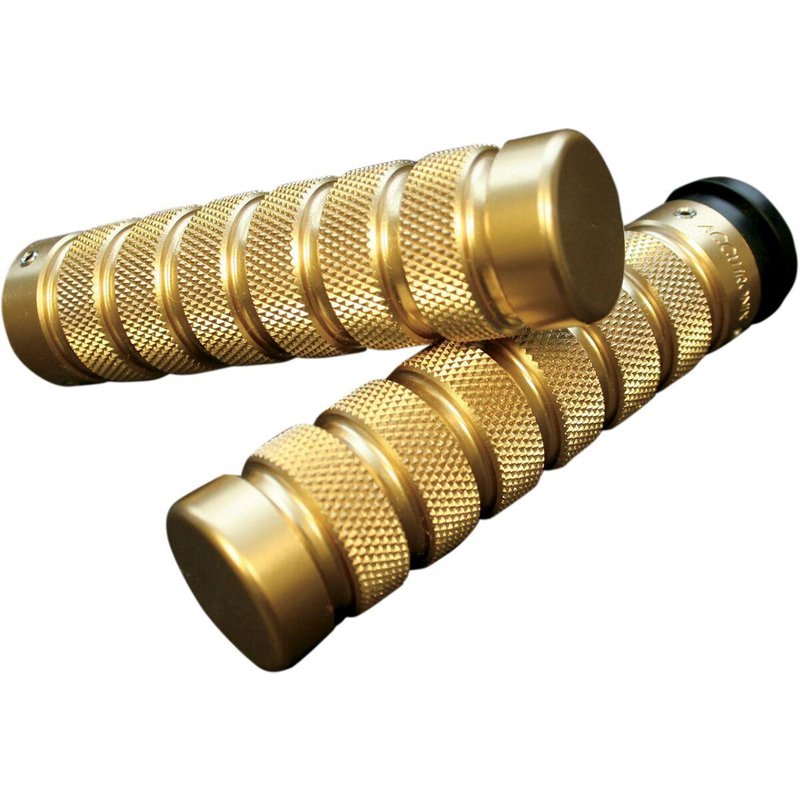 GR101-KN5 - Accutronix Knurled Notched Custom Grips For Harley Davidson FLDE 1750 2018-2020 Diamond Knurled/Throttle-By-Wire - Polished