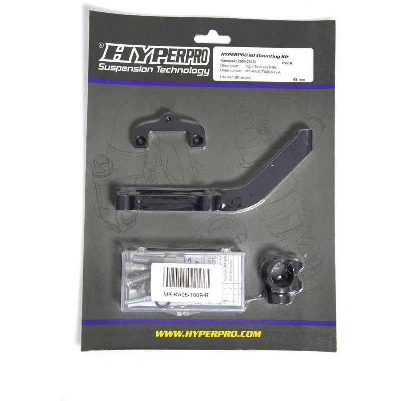 MK-KA06-T009-B - Hyperpro Steering Damper Mounting Kit For Kawasaki Z 650 2017-2025 - Black